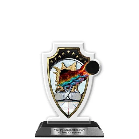 Acrylic Trophy: 6" Arrow Head, Hockey Field Design 1
