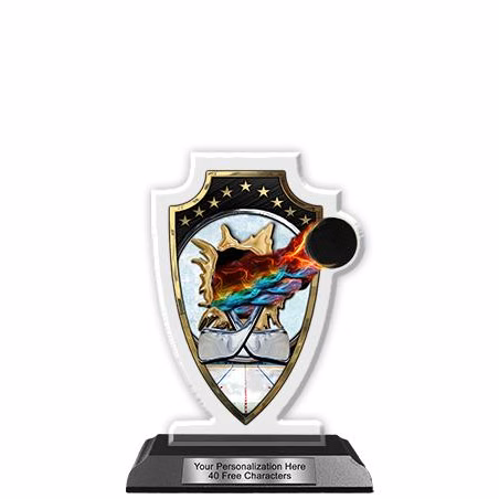 Acrylic Trophy: 6" Arrow Head, Hockey Field Design