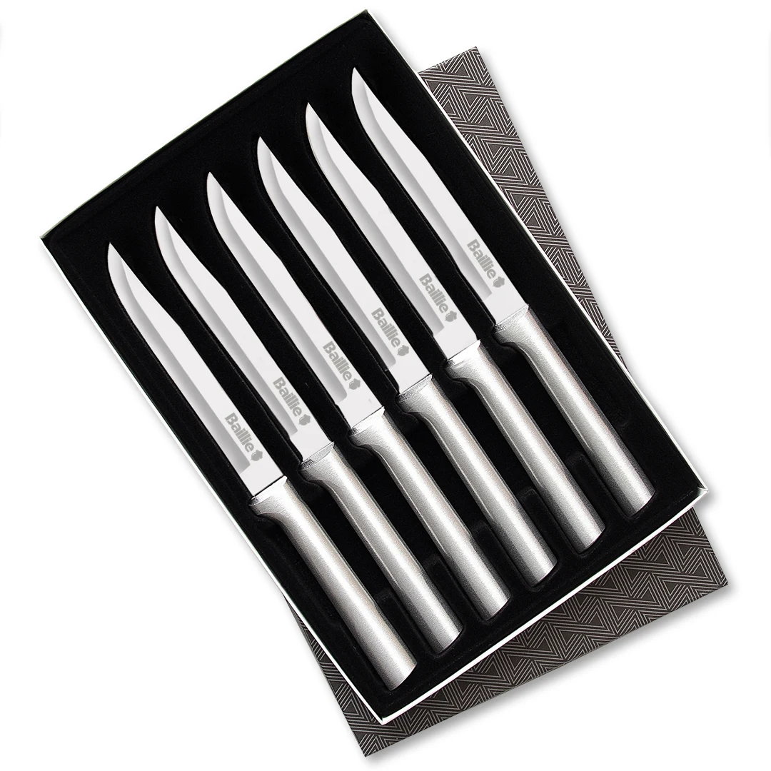 Six Utility/Steak Knives Gift Set w/Silver Handle 1