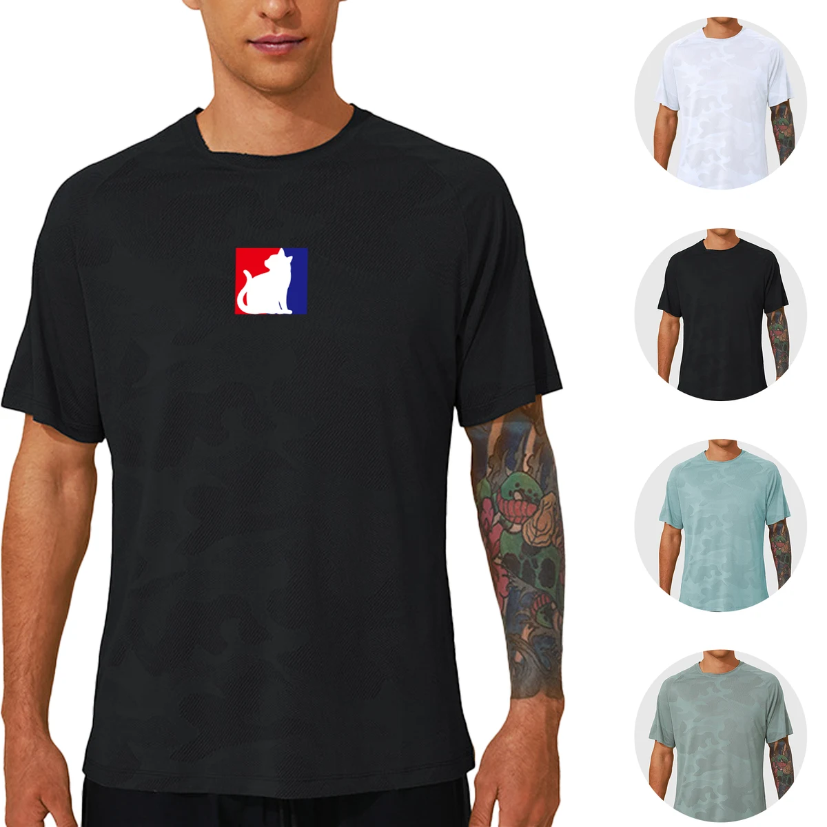 Quick-Dry Running T-Shirt - Loose Fit, Jacquard Design 1