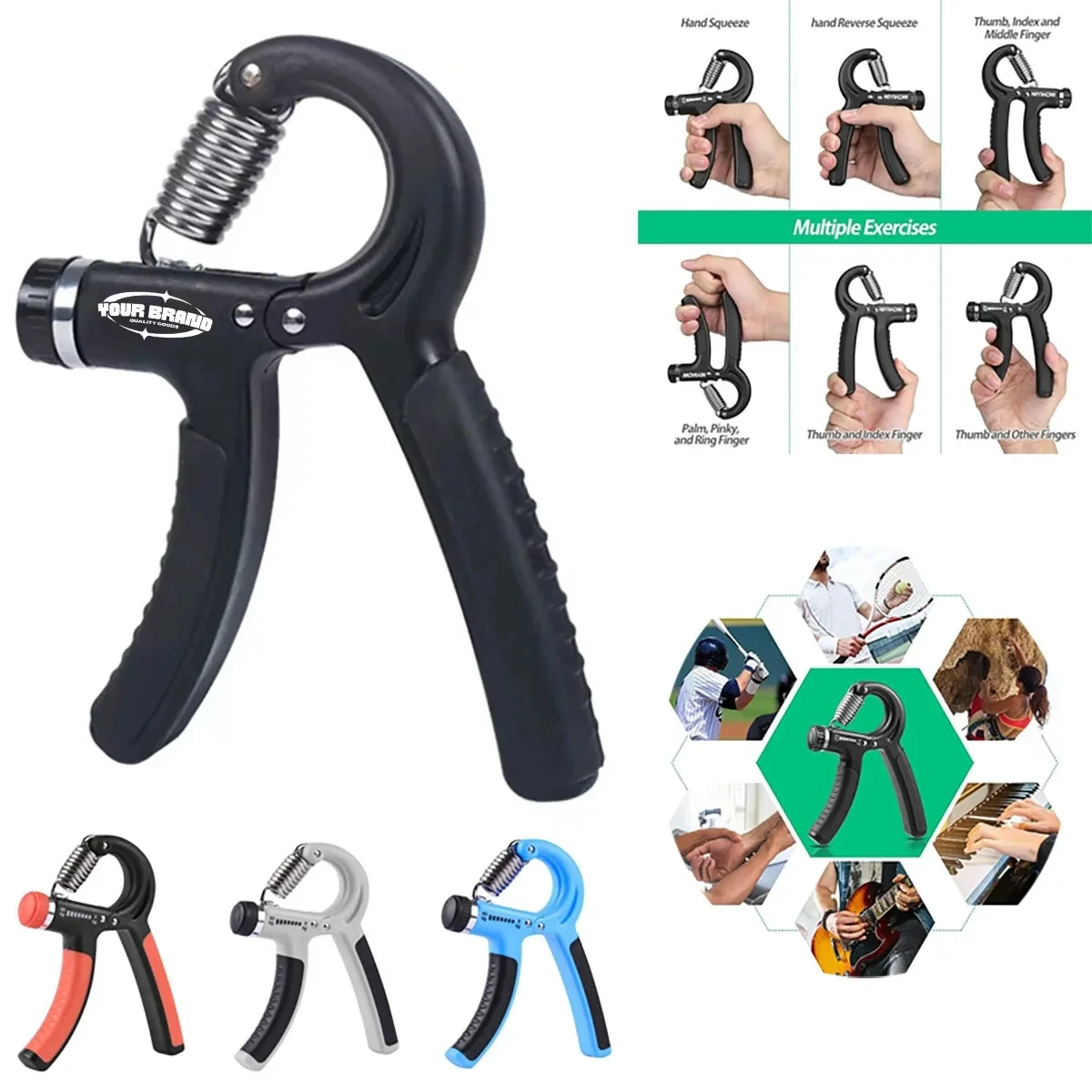 Hand Grip Strengthener Adjustable Resistance 11-132Lbs 1