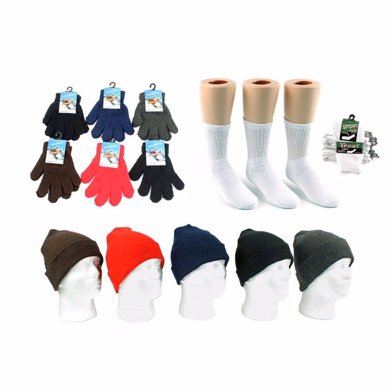 Kids' Knit Hats Magic Gloves & Crew Sock Combos