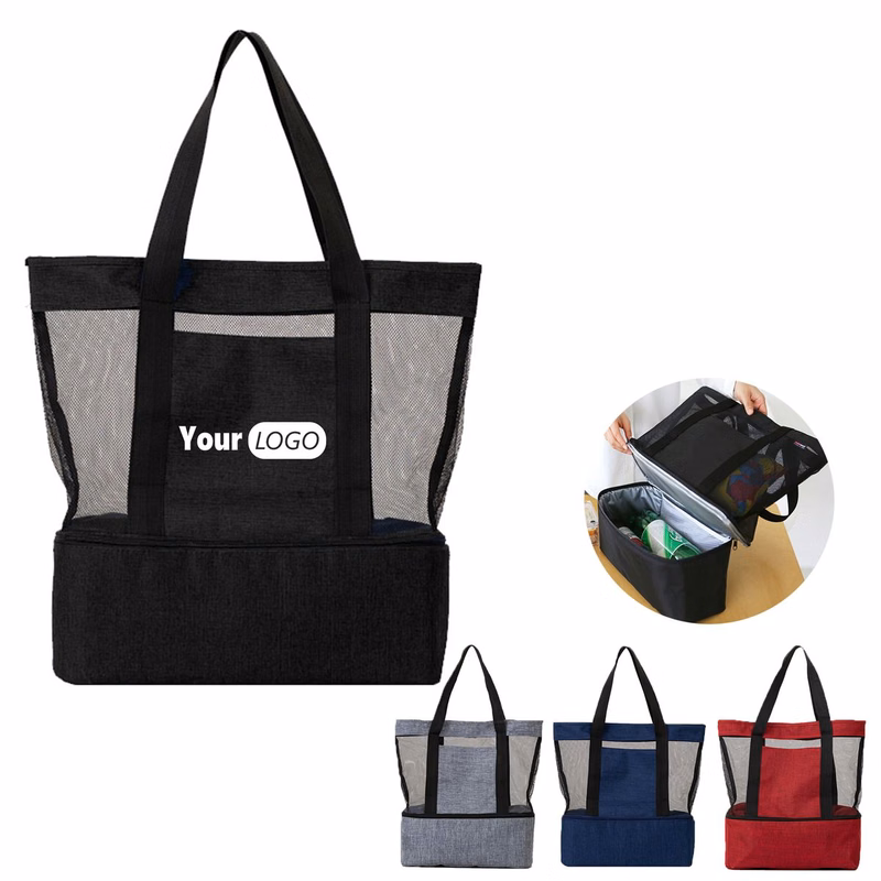Mesh Cooler Compartment Tote Bag