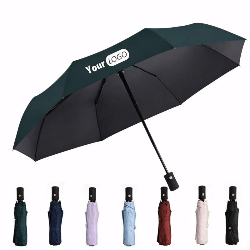 8 Rib Auto Open Black Coated Business Umbrella Custom Logo