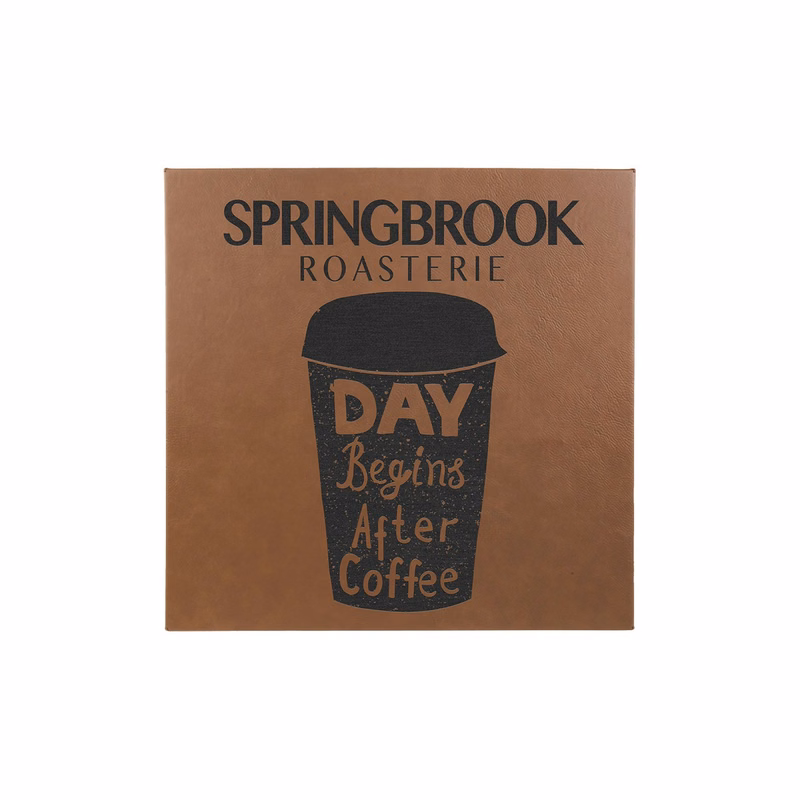 14" x 14" Dark Brown Leatherette Wall Decor