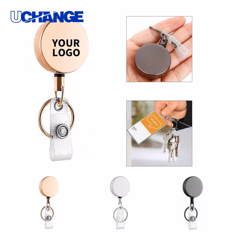 Metal Round Badge Reel Clip with Belt Clip