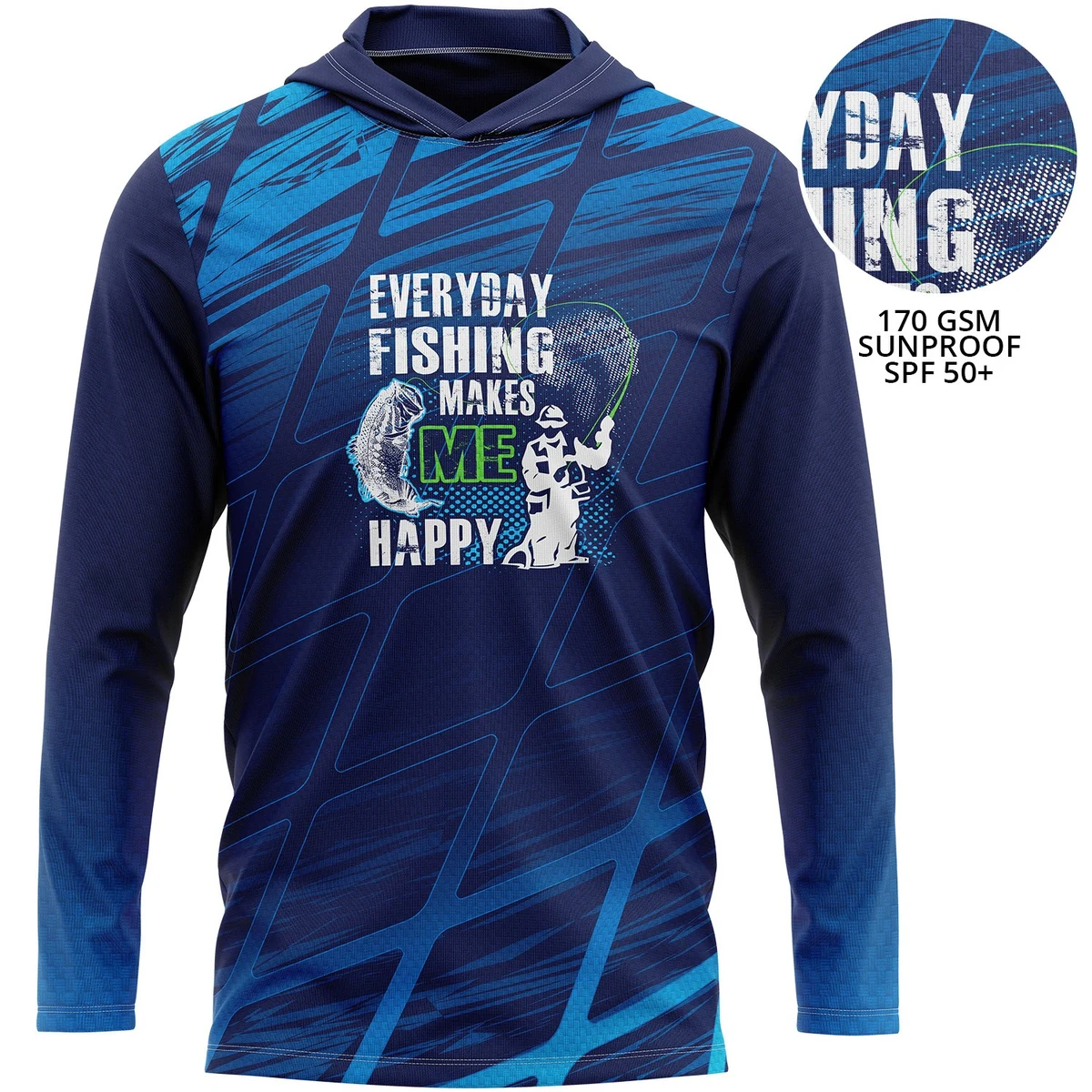 Unisex 170 GSM Sunproof UPF 50+ Fishing Long Sleeve T Shirt with Hoodie 1