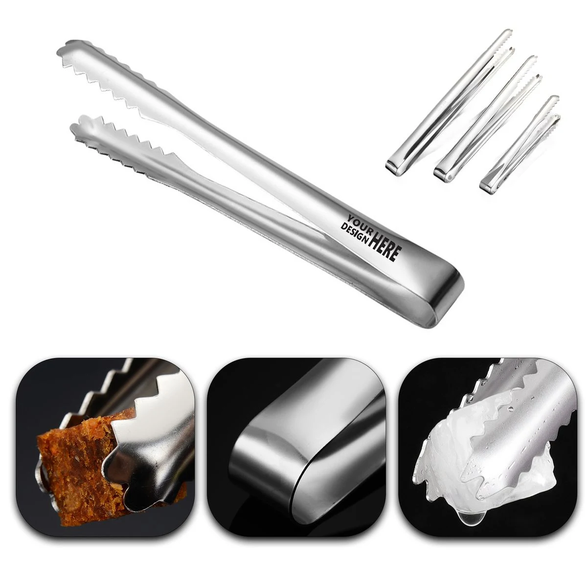 9 Inch Food Grade Stainless Steel Ice Tongs 1