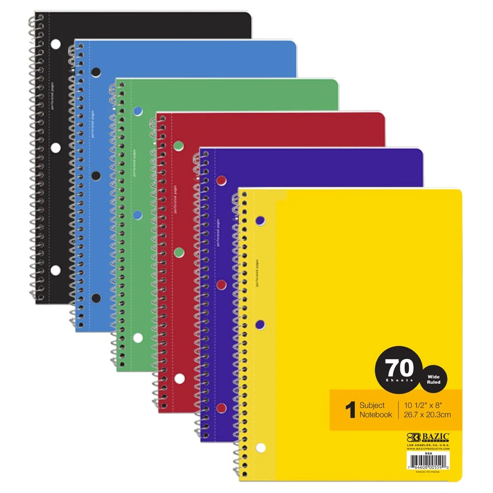 1 Subject Spiral Notebooks - Wide Ruled 70 Sheets 1