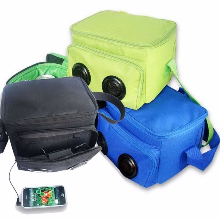 MP3 Speaker Cooler Bag/ 6 Can Insulated Cooler Speaker Bag