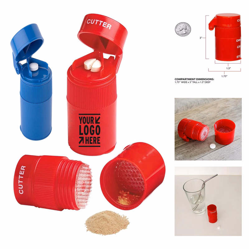 Stainless Steel Cutter Blade Removable Drinking Cup Pill Vitamins Grinder Crusher 