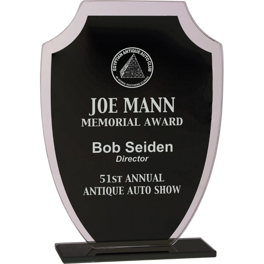 7 1/4" Black Shield Reflection Glass Award 1