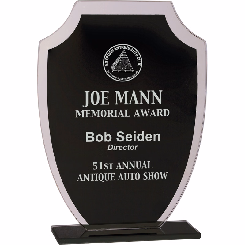 7 1/4" Black Shield Reflection Glass Award