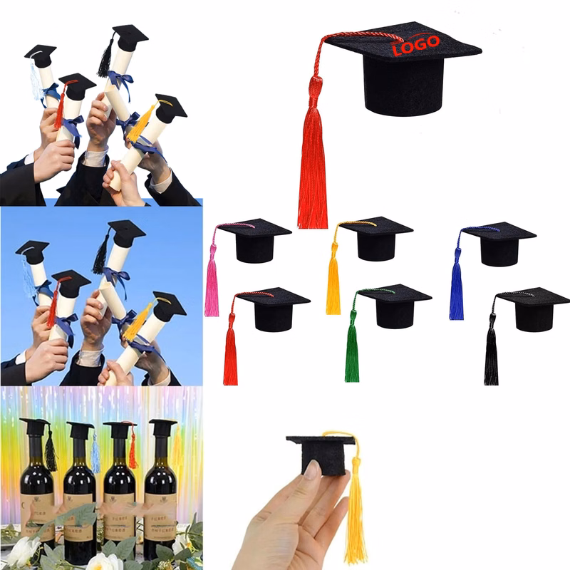 Mini Graduation Cap Felt Hat Bottle Topper
