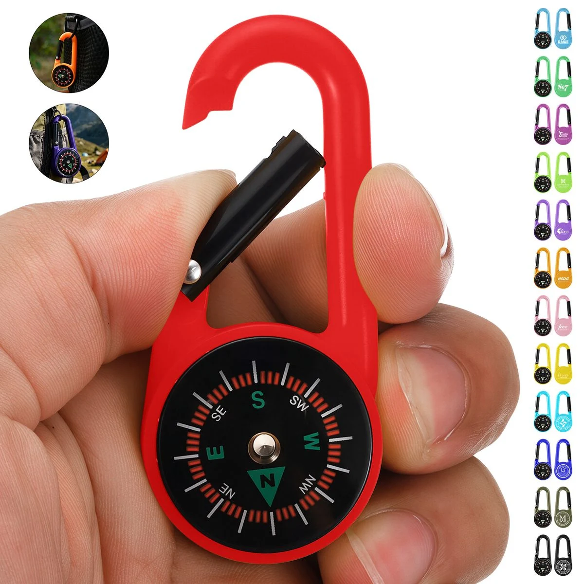 Plastic Carabiner Compass Keychain 1