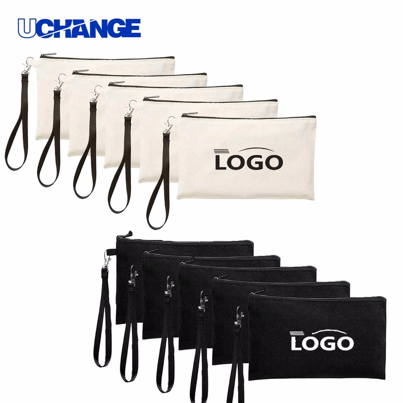 Canvas Zipper Pencil Bag with Hook