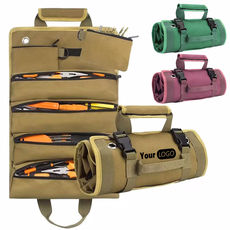Oxford Roll-Up Tool Bag With Multiple Compartments