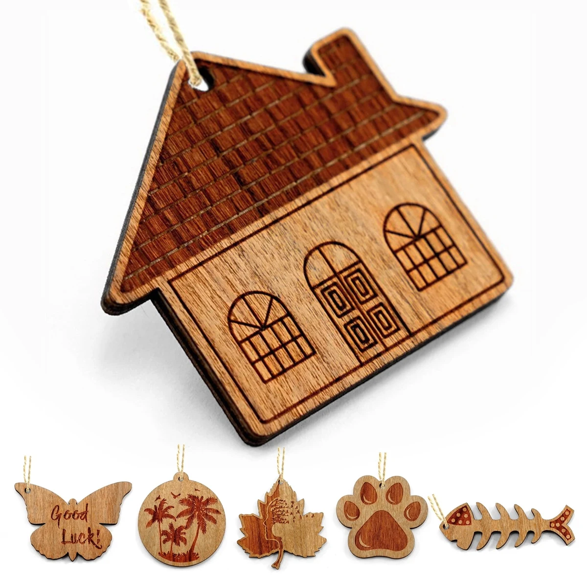 3.5" Wooden Ornaments W/ Laser Engraving-Customized Shape 1