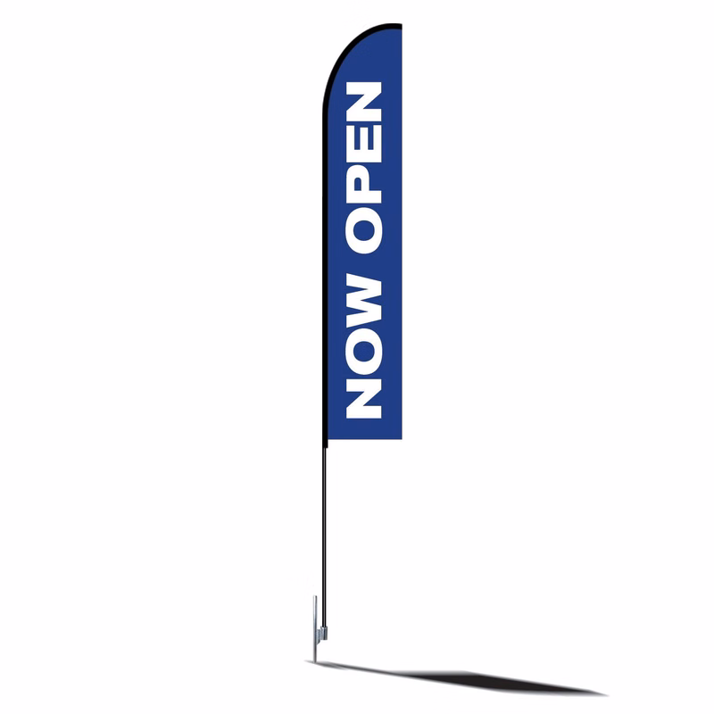 NOW OPEN Print Flag Kit 15' Feet Feather Flag Sign feather banner Outdoor Banner