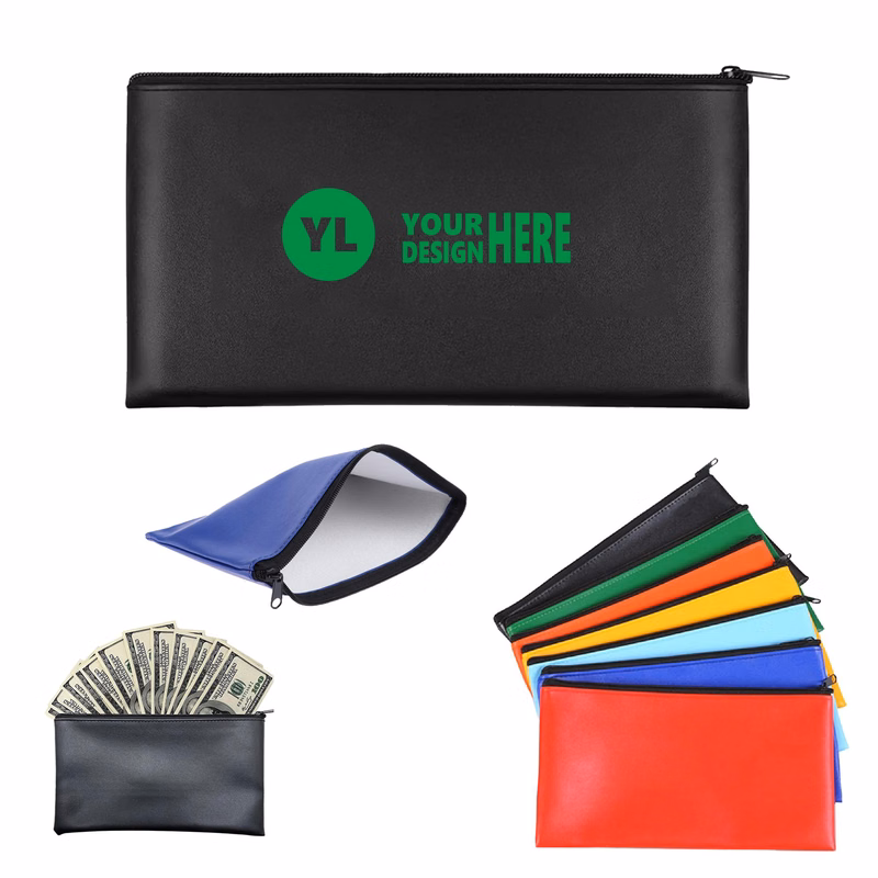 Zipper Leather Bank Deposit Bag