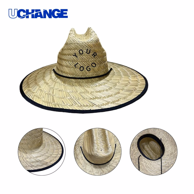 Wide Brim Straw Sun Hat Headwear in Natural Grass Material