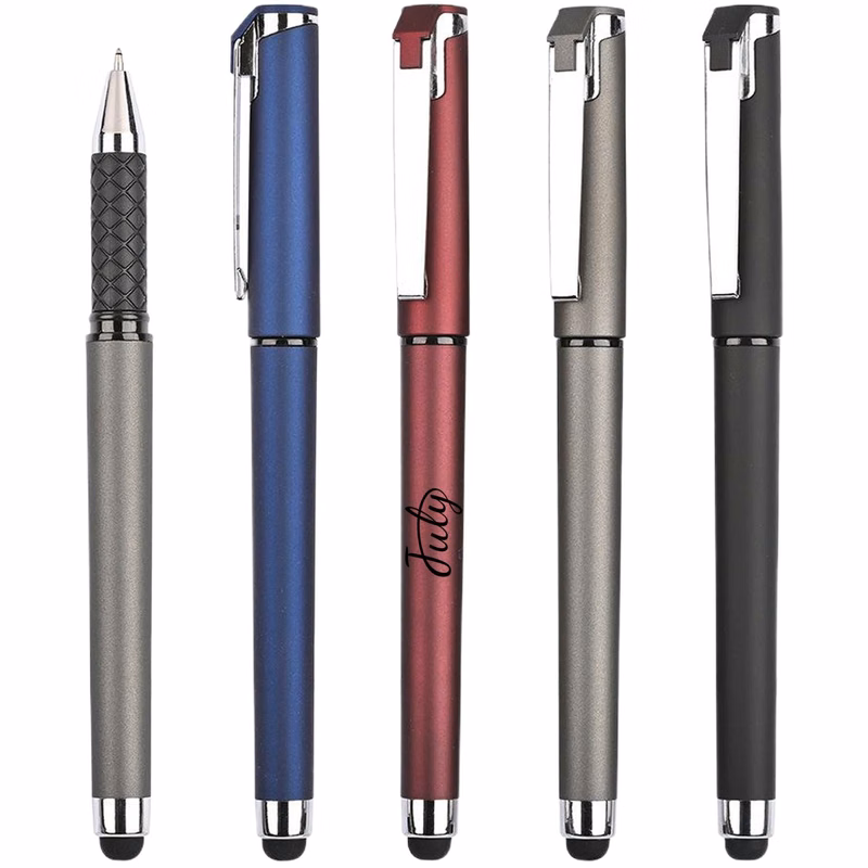 2 in 1 Cap Action Business Ballpoint Pen w/ Stylus Tip