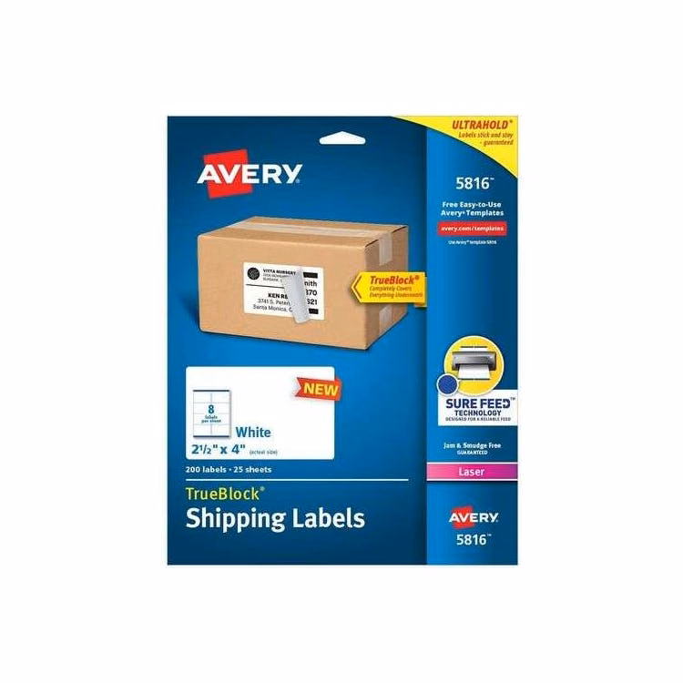 Avery® Printable Shipping Labels - 2.5" x 4" 200 Labels (5816)