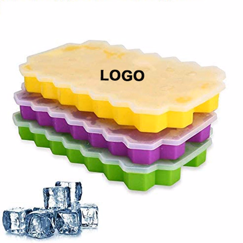 37-Ice Trays Silicone Ice Cube Molds w/Sealing Lid