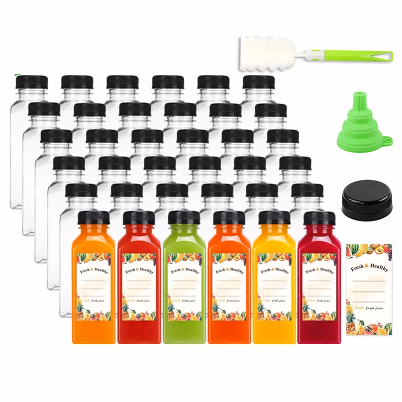 16 OZ Empty Plastic Juice Bottles with Caps