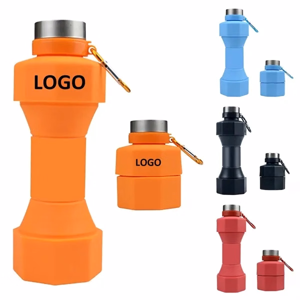 23oz Dumbbell-Shaped Foldable Silicone Water Bottle