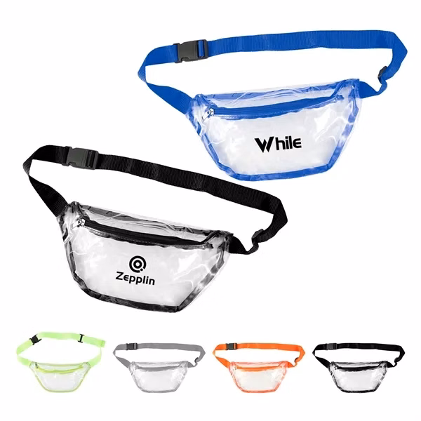 Custom Clear PVC Fanny Pack 11.4" x 5.5" — Waterproof Outdoor Essentials Bag
