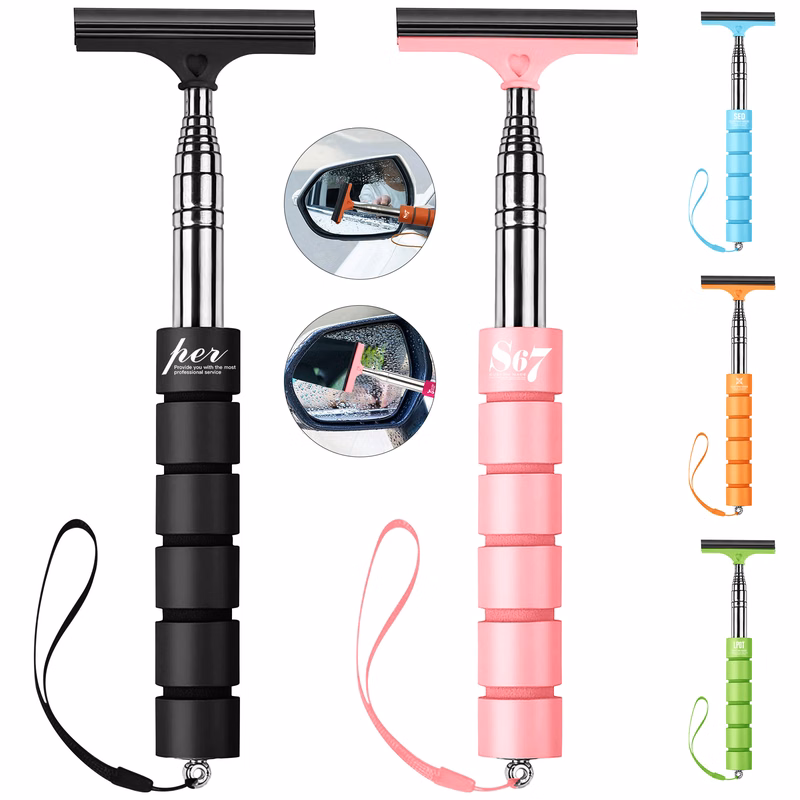 Telescopic Rearview Mirror Squeegee For Car Window