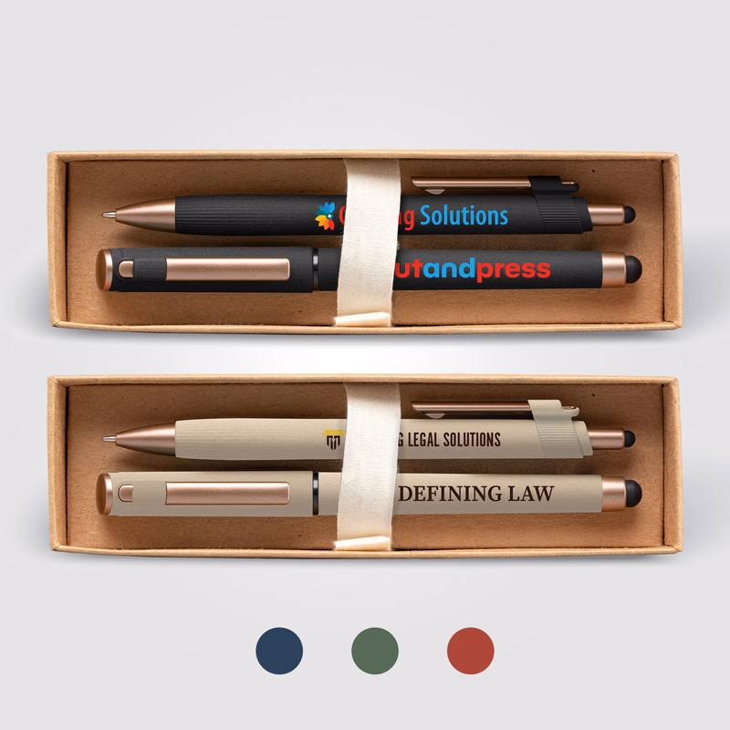 York Recycled Plastic Bronze Trim Pen Gift Set