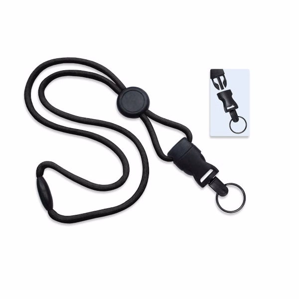 1/4" Polyester Lanyard with Round Slider and Quick Release (Split Ring)