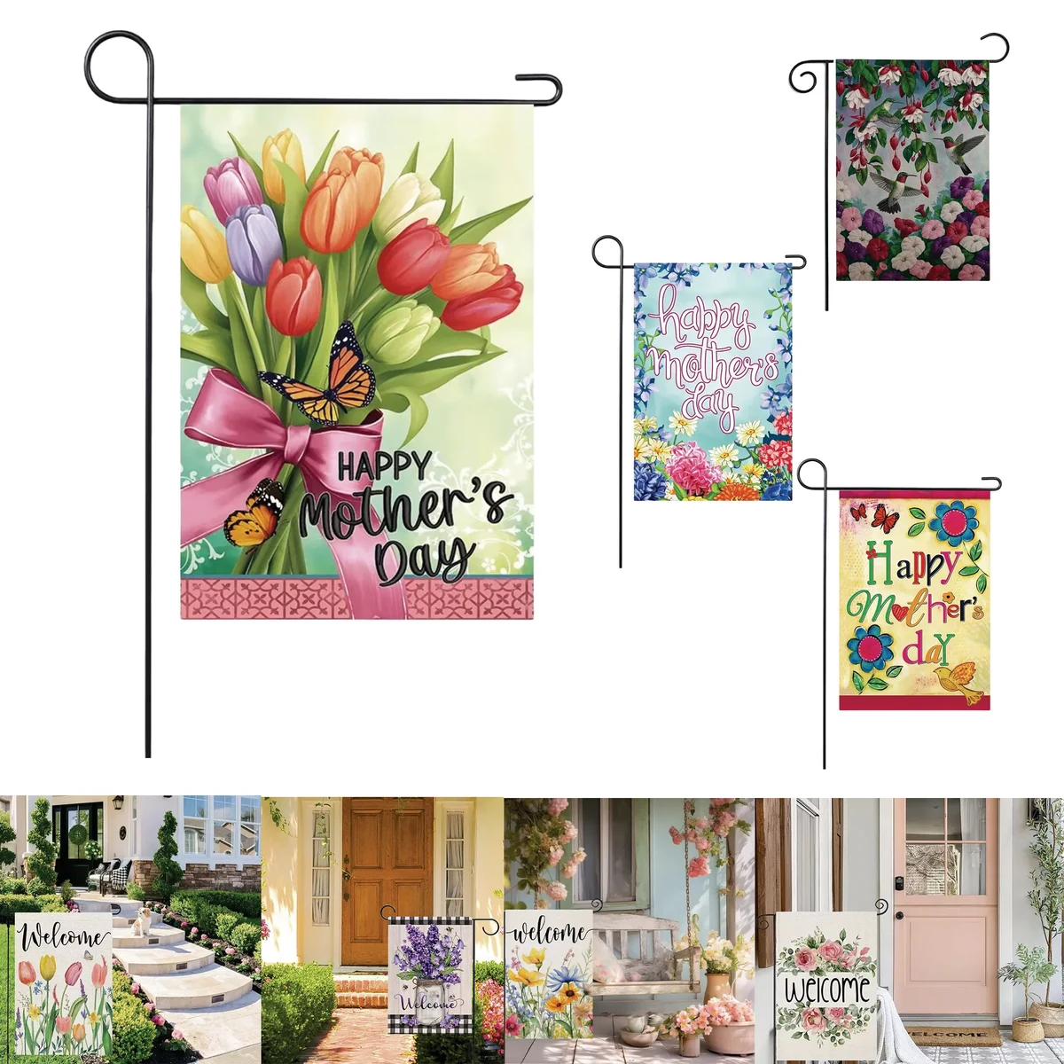 MOQ 50 12" x 18" Custom Double Sided Garden Banner 1