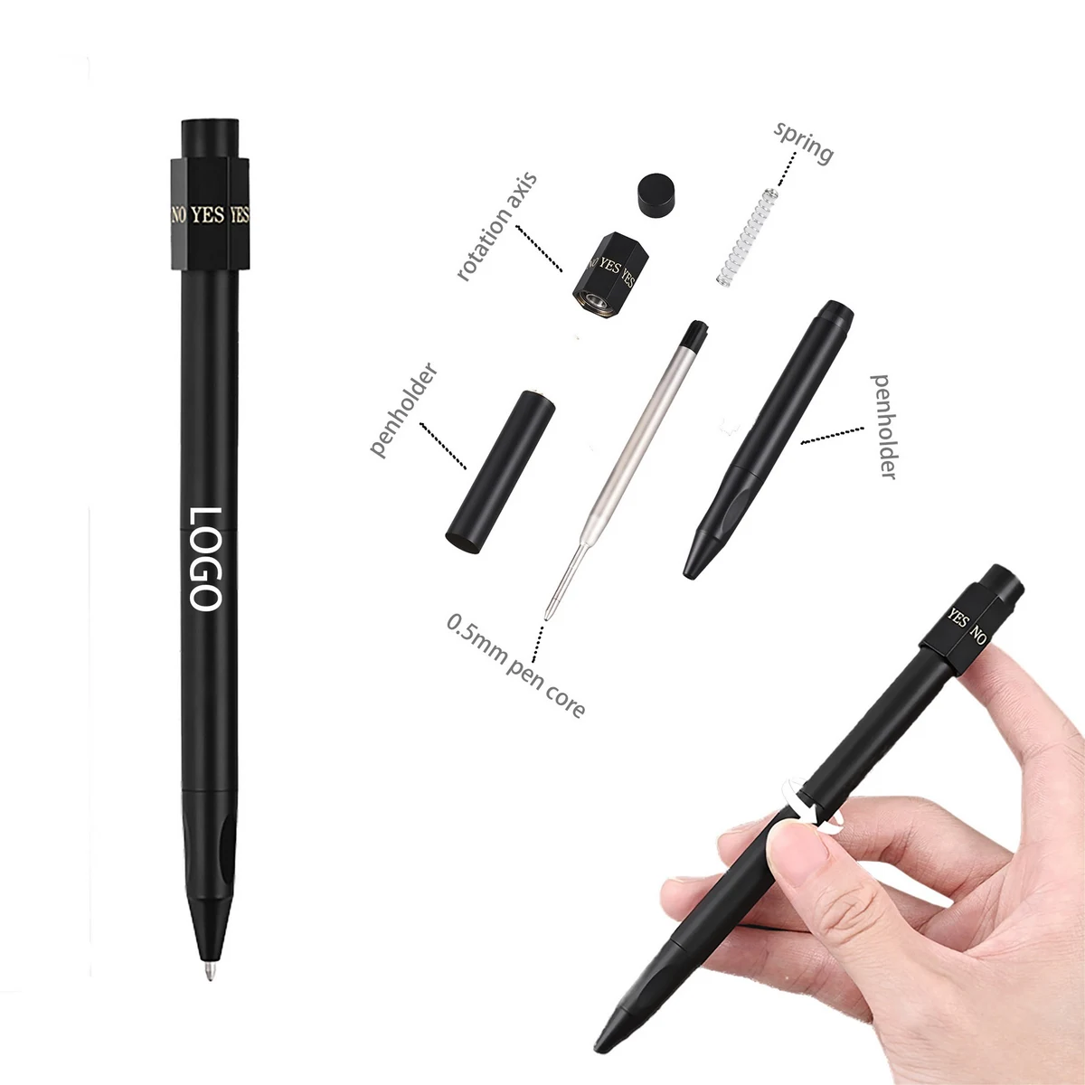 Black Rotatable Metal Ballpoint Pen 1