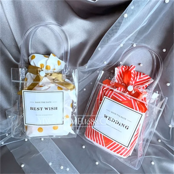 Transparent PVC Gift Wrap with Handles Clear Tote Bags