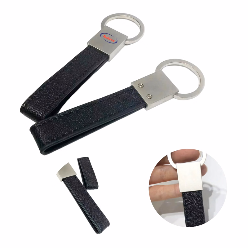 PU Leather Car Keychain with Zinc Alloy Construction