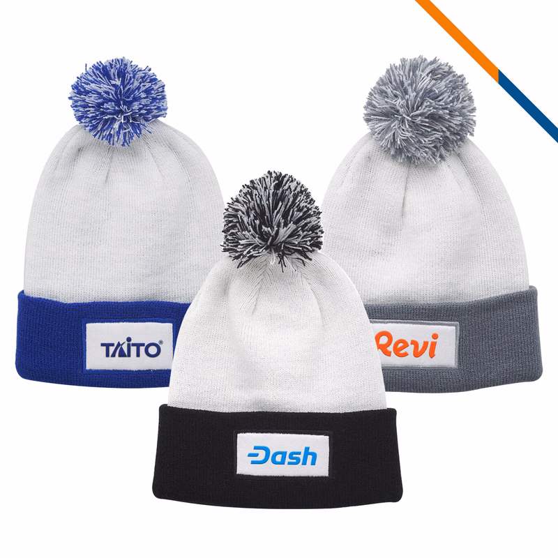 Kent Patch Pompom Beanies