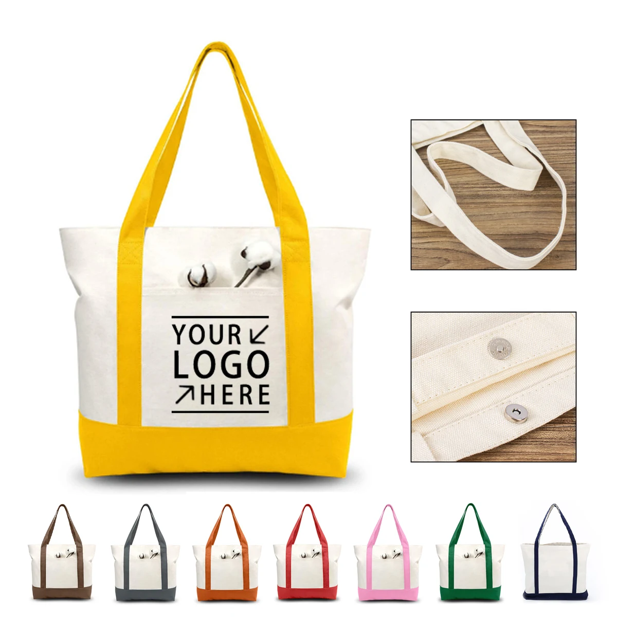 Classic Cotton Canvas Tote Bag, custom tote bag with logo imprint 1