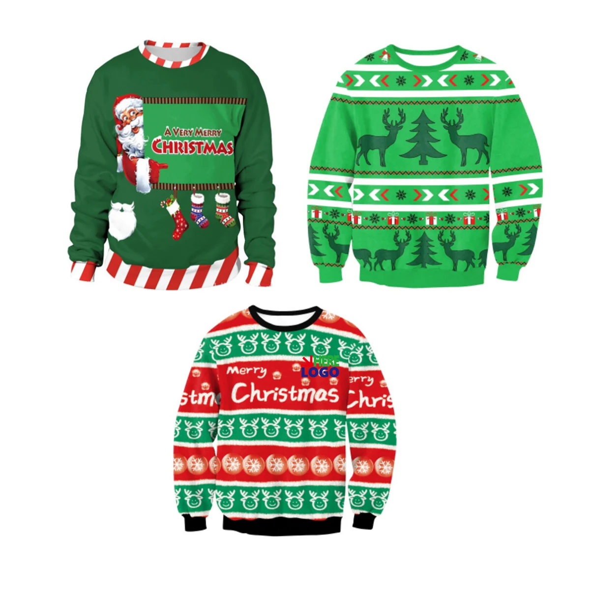 MOQ 10 Merry Christmas Themed Couple Sweatshirt, custom hoodie or sweatshirt with logo imprint 1