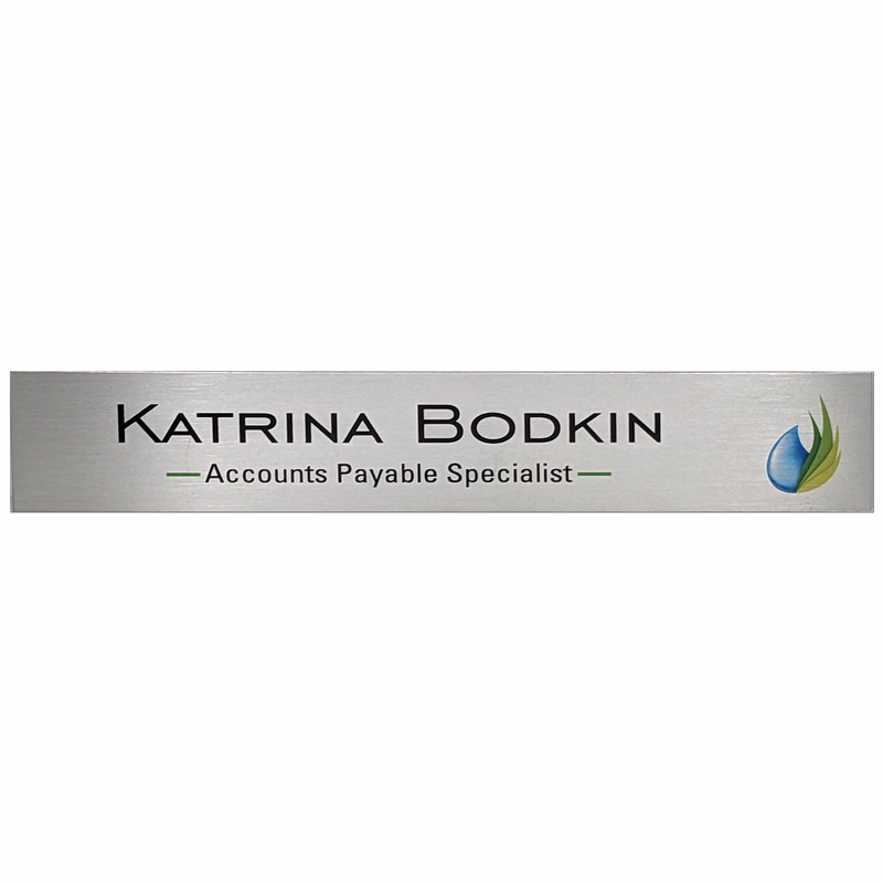 The Athena full color metal name plate 2 x 10"