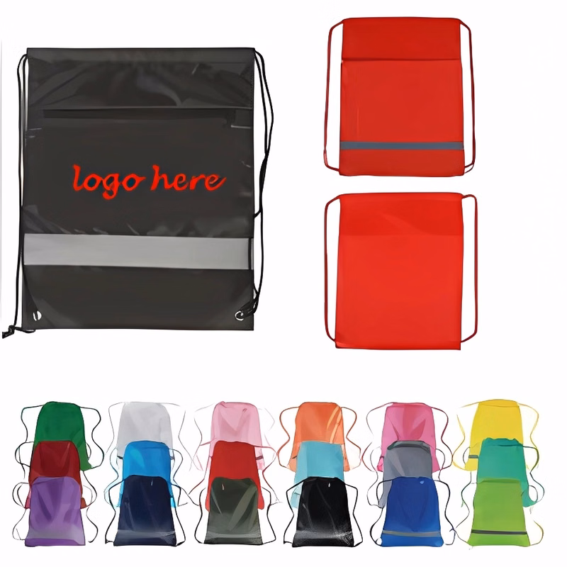 210D Drawstring Pack W/ Reflective Stripe