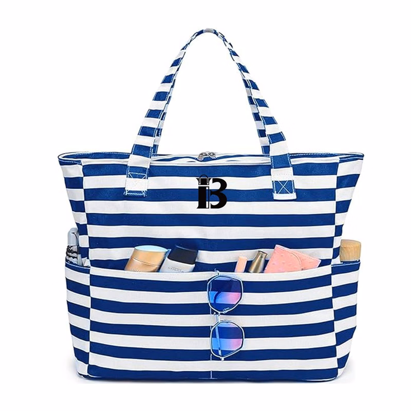 Sandproof Zipper Beach Tote Bag for Pool Gym Grocery Travel