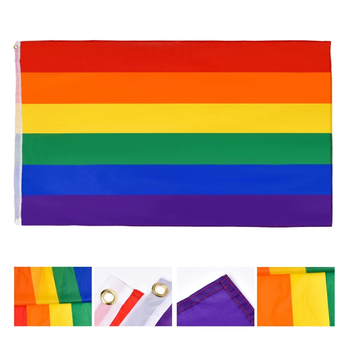 3X5 Foot Rainbow Flag 6 Stripes 1