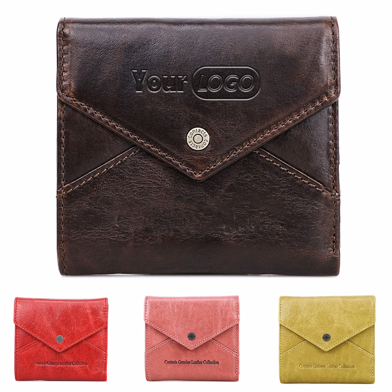 Leather RFID Small Magnetic Multiple positions Wallet Women