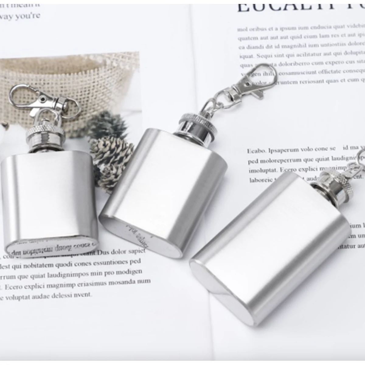One Ounce Flask with Keychain, custom water bottle with logo imprint 1