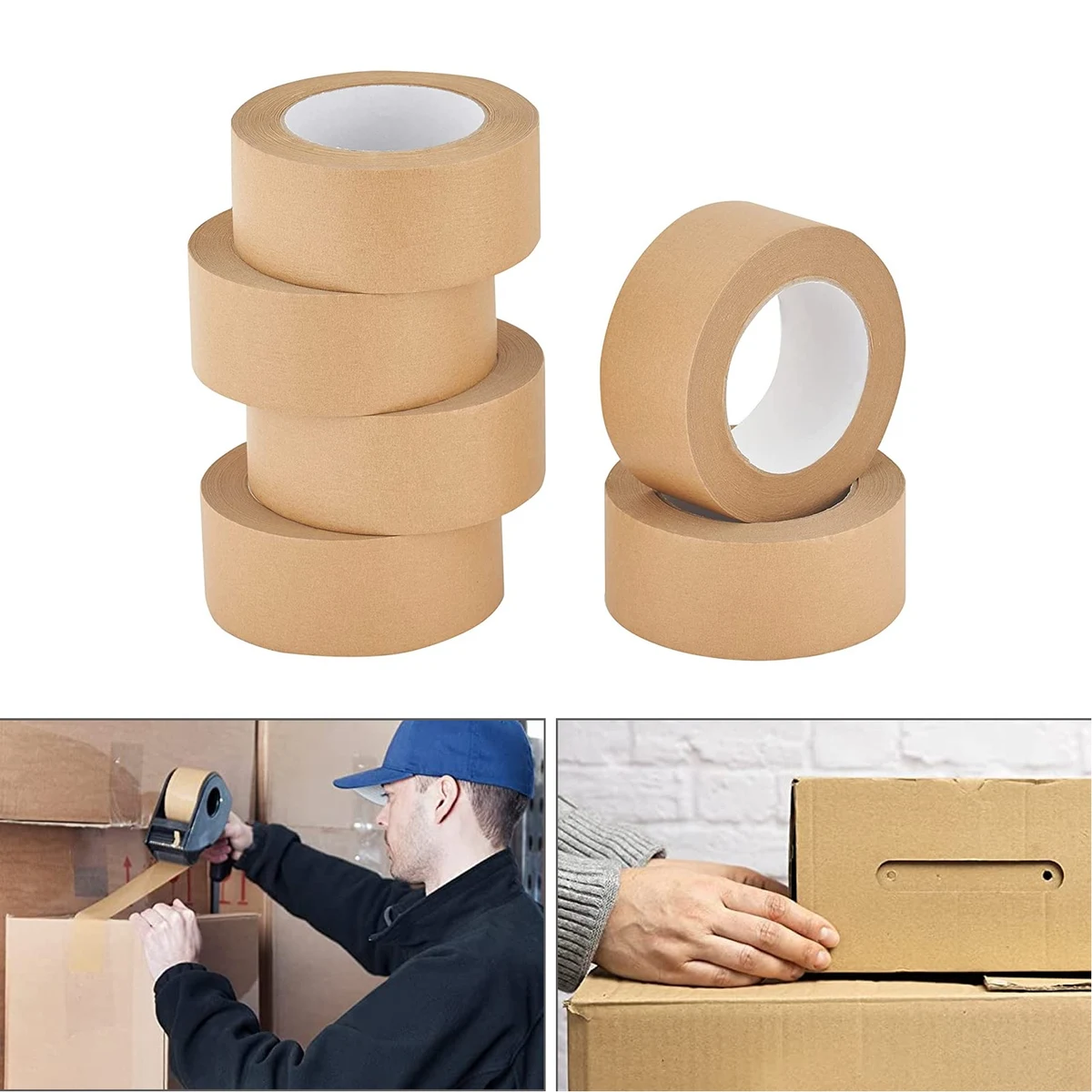 2 Inch x 55 Yards Brown Paper Packing Tape 1