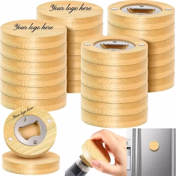Bamboo Round Shape Beer Openers for Commutes, Fitness and Travel