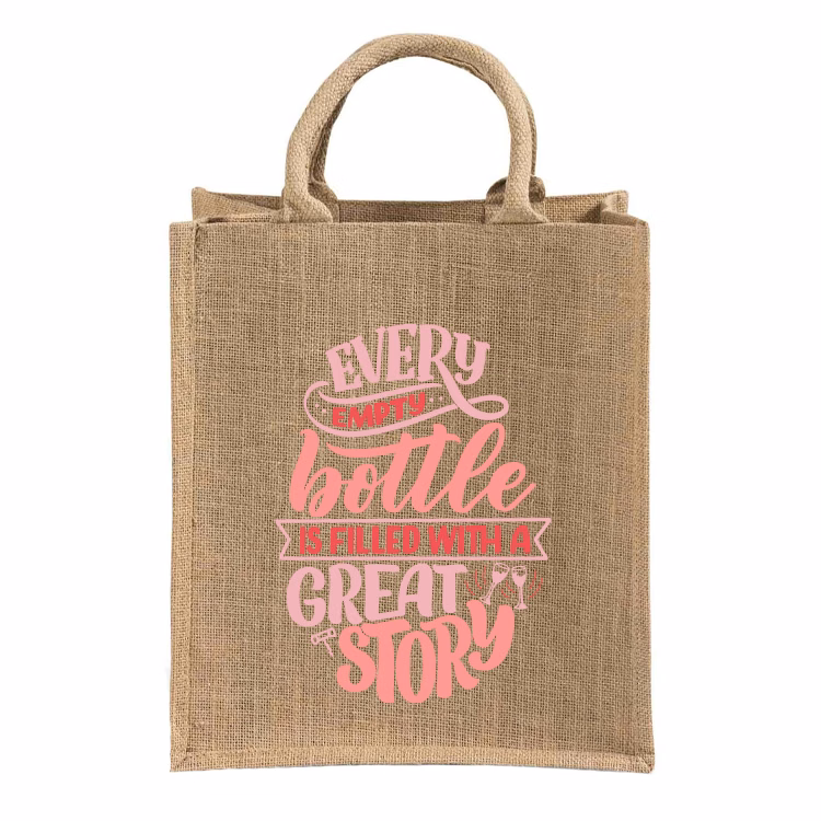 Vineyard 6-Bottle Jute Wine Tote Bag